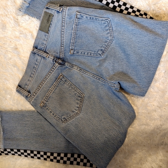 Carmar Phoenix Emilia Non Stretch Denim Checkered Side High Waisted Mom Jeans - Picture 3 of 4